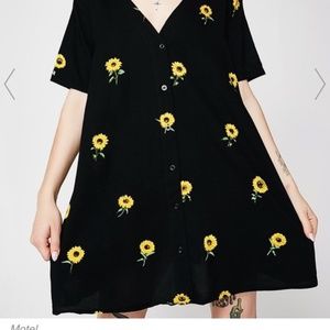 Motel Sunflower Crosena Mini Babydoll Dress S